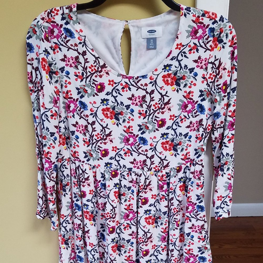 Women Floral Swing Dress XS Petite